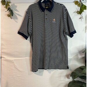 Greg Norman Men's Striped Polo Shirt Play Dry Moisture-Wicking Navy/White Sz XL